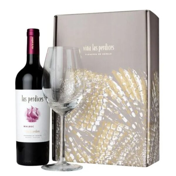 Estuche Las Perdices Malbec + copa
